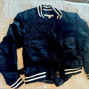 Veronica Beard lace pattern bomber jacket